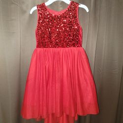 Beautiful Red Sequins Tulle Dress Girls Size 7/8