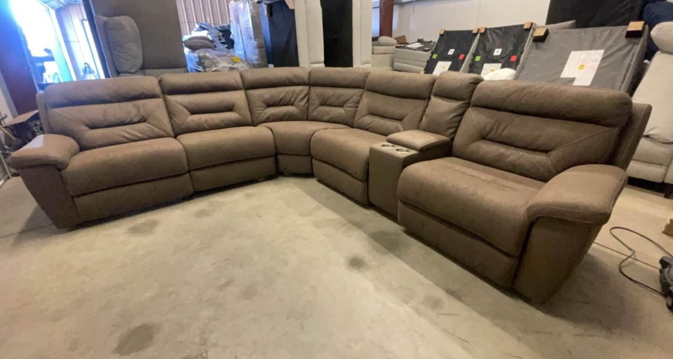 6 PIECE FABRIC RECLINING SECTIONAL