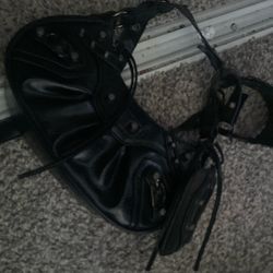 black studded leather bag