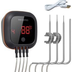Inkbird IBT-4XS Bluetooth Wireless Grill BBQ Thermometer for Grilling with 4 Probes, Timer, Alarm,150 ft Barbecue Cooking Kitchen Food Meat Thermomete