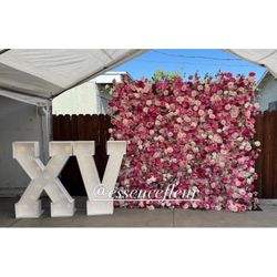 Marquee Letters And Flower Wall 
