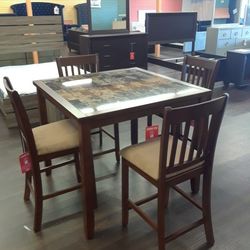 5 Piece Dining Room Set Counter Height Table And 4 Chairs