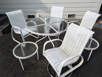 7-Piece White Patio Tables & Chair Set