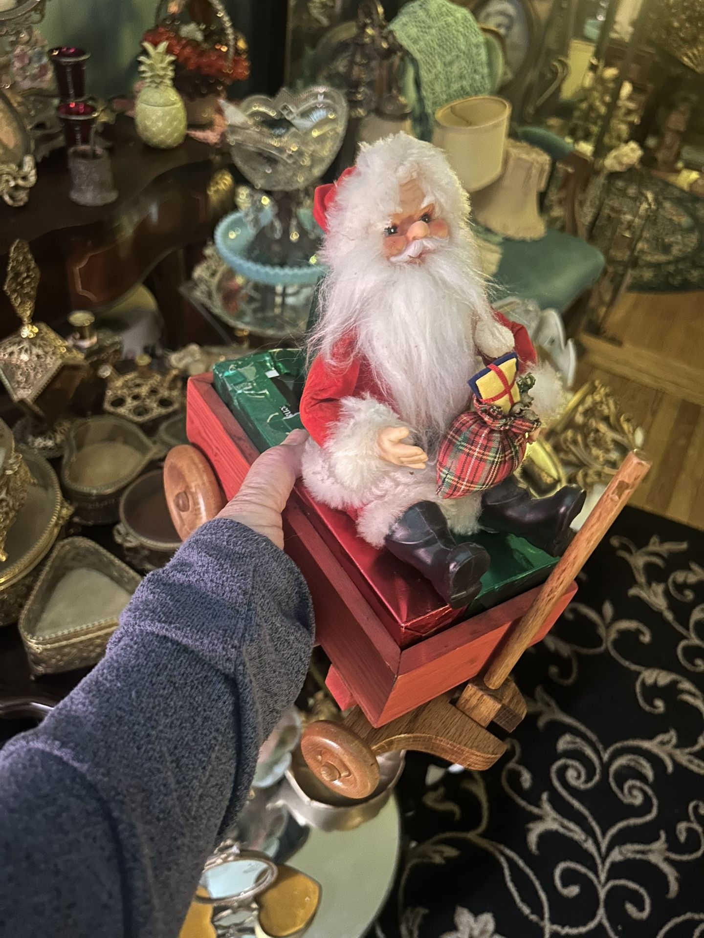Santa In A Wooden Wagon