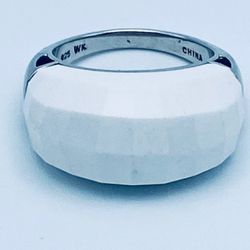 New- WHITNEY KELLY sterling Silver CARVED WHITE AGATE RING- SZ8
