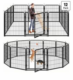 12 Panel Heavy Duty Dog Playpen w/ Gate – Indoor & Outdoor