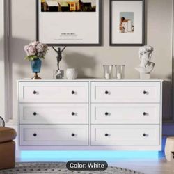 Brand New In Box 6 Drawers Dresser With Outlet And Color Changing Led Lights