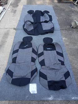 AUTOYOUTH Grey Car Seat Covers Full Set, Front Bucket Seat Covers with Split Bench Car Seat Cover