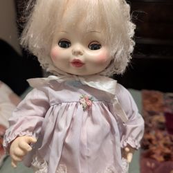 Vintage 1970s Horsman Baby Small Talk Doll in Original Dress & Bonnet