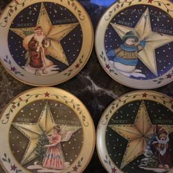 (4) Christmas Display Plates 