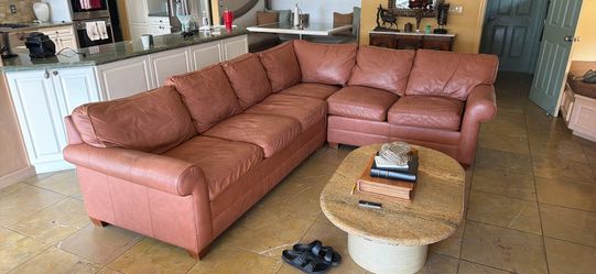 Ethan Allen Bennet Leather Sectional Sofa