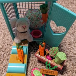 American Girl, WellieWisher, Carrot And Hutch With Carrot's Accessories - - Complete!