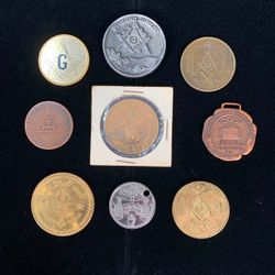 9 Coin Token Fob Lot Freemason Masonic I.O.O.F. Mason Lodge Fraternal Order