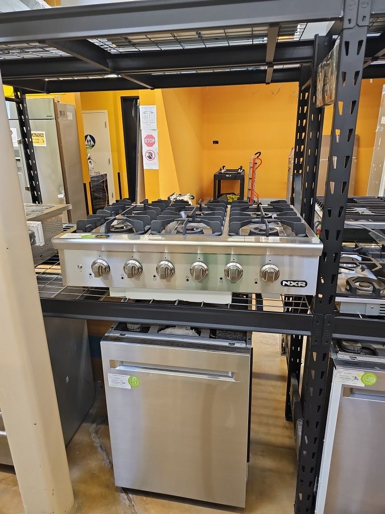 Rangetop 36 Inch Wide Stainless Steel 6 Burners