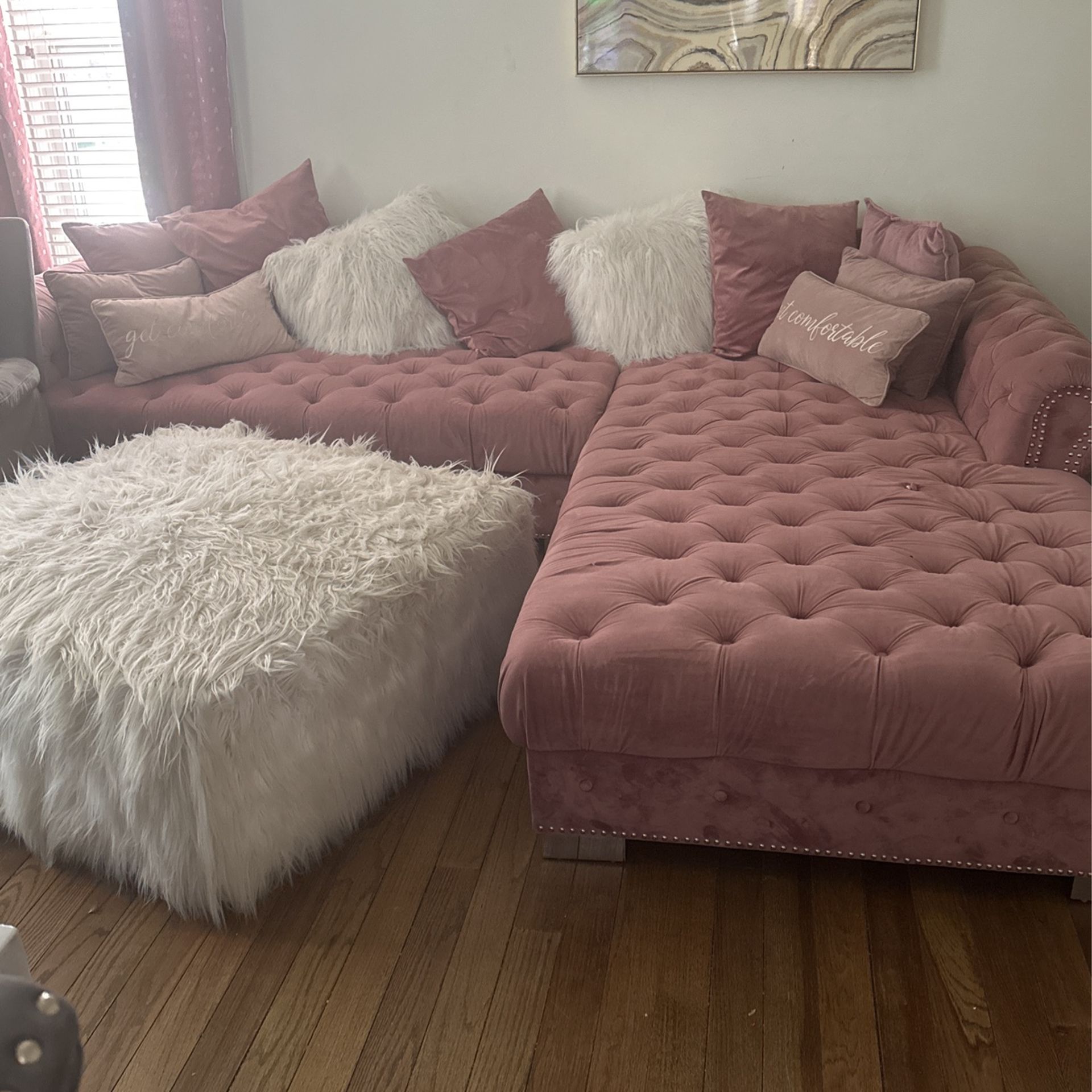 Pink Loveseat.