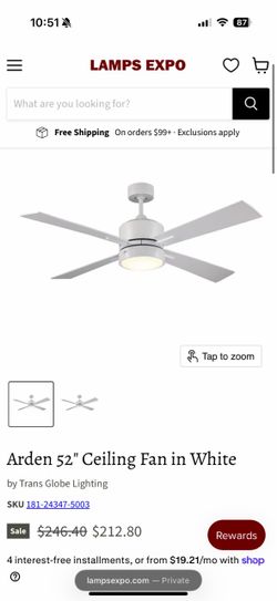 That is a Trans Globe Lighting ceiling fan, model F-1031 WH.  From the box:  * Type: Ceiling fan * Model: F-1031 WH * Finish: White (WH) * Size: 52 in