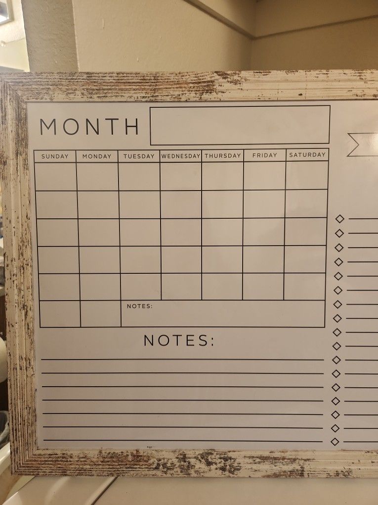 Double Sided White Board Calendar/ToDo List And Mirrored Backside
