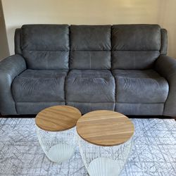 Living Spaces Deegan Charcoal Power Reclining Sofa 