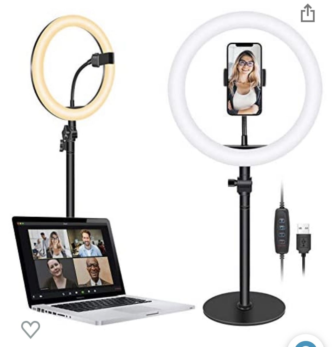Selfie Ring Light for Laptop Computer, 14” Dimmable Desktop LED Circle Light