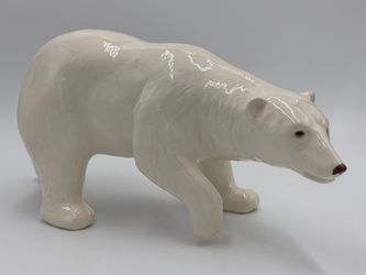 Ceramic Porcelain Polar Bear 11” Signed