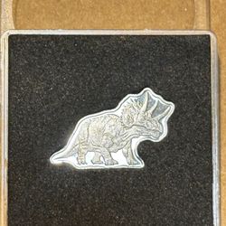Limited Mintage  Triceratops 5 Gram .999 Silver Bar W Display Case
