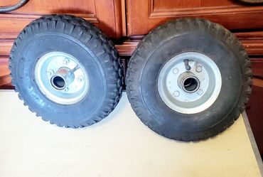 Pair 4.10/3.50-4 Knobby Tires & Wheels – 300 lb Max – 1" Bore
