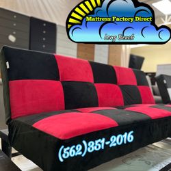 Red And Black Futon Couch Sofa 