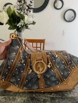 Vintage Y2K Baby Phat Monogram Denim Shoulder Bag Hobo Purse