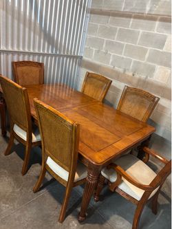 Wood Dining Table with 6 Chairs