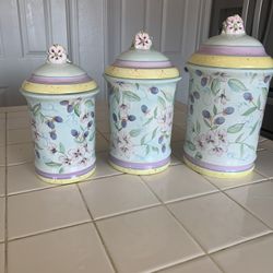 Capriware Canister Set Berries And Flowers