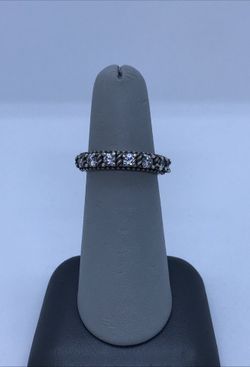 Designer Judith Ripka .925 Cocktail Pave Diamonique Ring Estate Jewelry