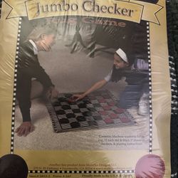 Jumbo Checker Rug Game . Includes machine washable fabric rug and checkers.