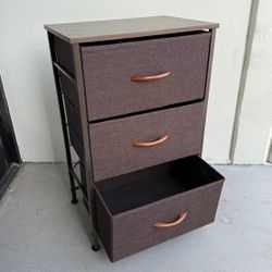 New In Box 18x12x28 Inch Tall 3 Drawer Brown Night Stand Side Cabinet Shelf Storage Organizer 