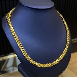Handmade Miami Cuban Link Chain 8mm 22” Gold Over Silver 