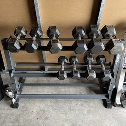 Dumbbell rubber Weights With Stand 