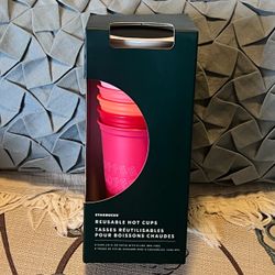 New, 6 pack STARBUCKS Reusable Hot Cups w/ lids, Holiday Fall, 16 oz