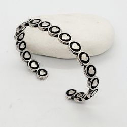 925 Sterling Silver women's ladies heart cuff bracelet Gift