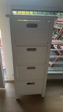 white 4 wood drawer