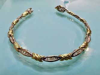 🔥 18KT Two-Tone Natural 1.00CT Ladies Diamond Bracelet 10.3g