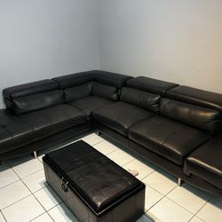Black Leather Sectional Couch