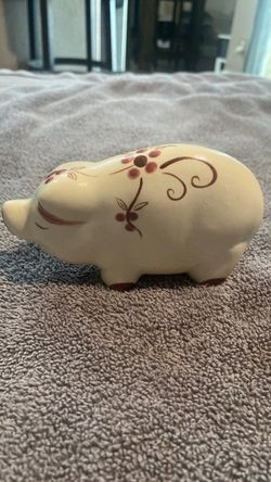 Ceramic Pig Figurine with Floral Design