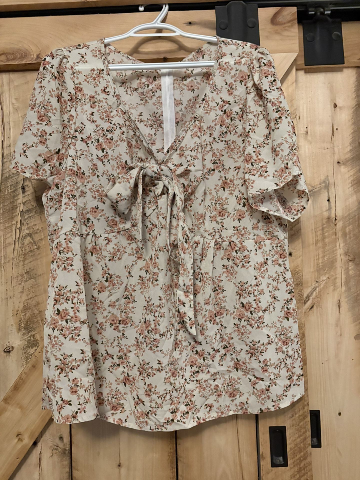 Women’s SHEIN Tie Front Short Sleeve Blouse 