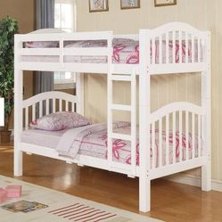 Twin Twin White Bunk Bed New🤩