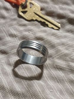 Mens Band Ring with Grooved Detail