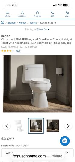 Kohler Cimarron one piece toilet NEW