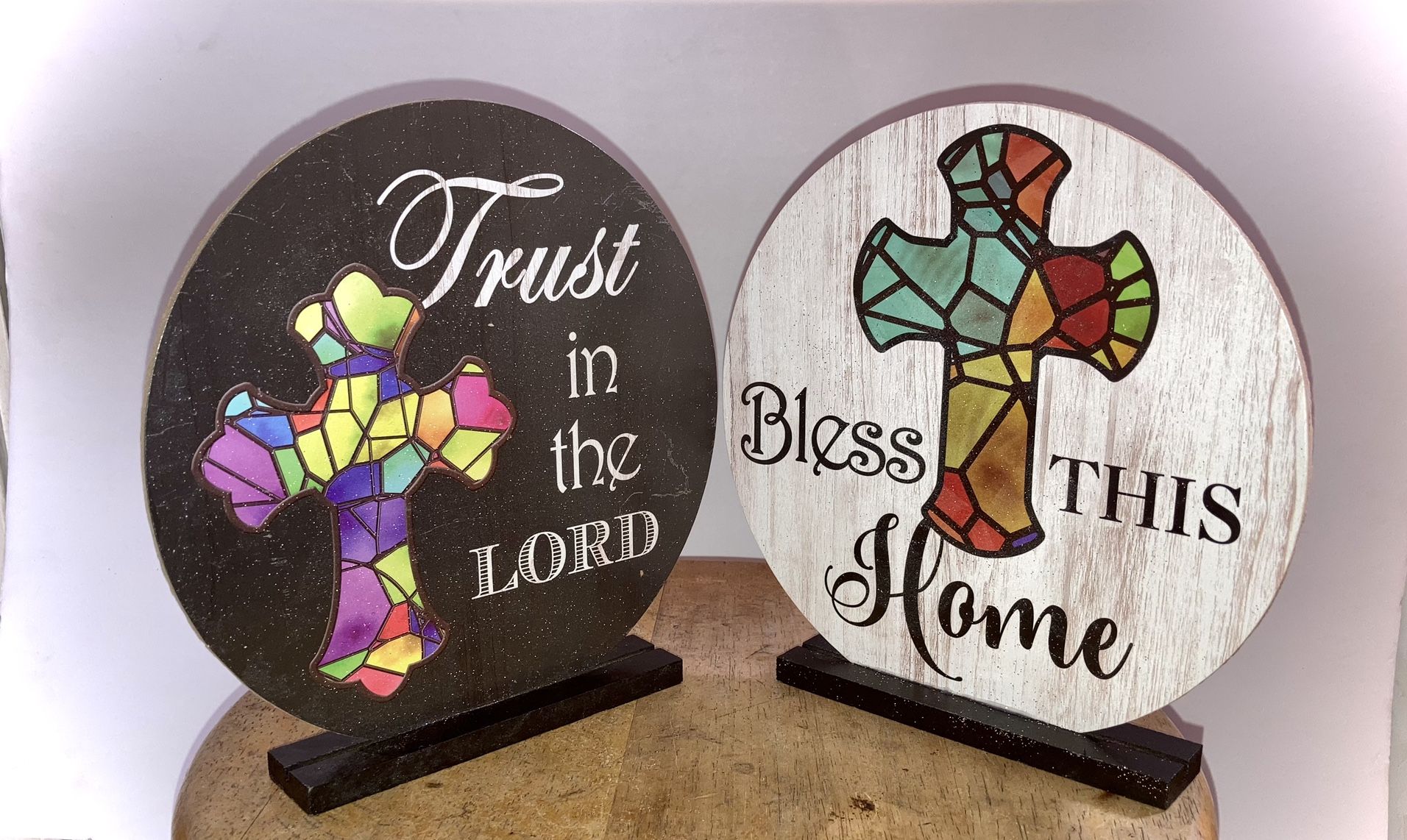 Two Inspirational Free-standing Wooden Plaque
