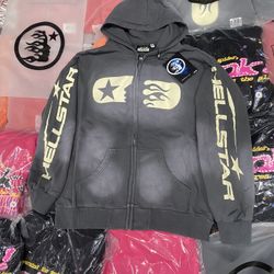 Grey Hellstar zip up jacket 