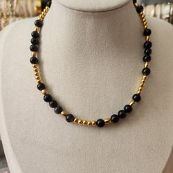 New Handmade Black Silver Obsidian Choker Necklace 