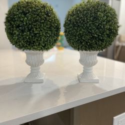 Globular Faux Plants In Urn Style Planters