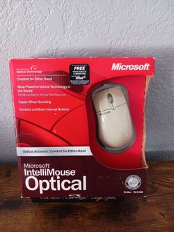Vintage Microsoft IntelliMouse Optical 1.1a Wired Mouse PS/2 USB Cream Boxed